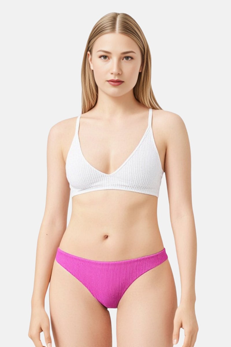 Pull & Bear Pacific Republic x Pull And Bear Women Ribbed Bikini Bottom, Purple - Image 1