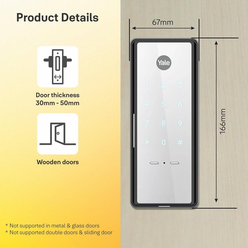 Yale Reflecta Digital Door Lock with PIN Access, Mirror Finish, Auto-Locking, Emergency Power & Low Battery Alert – Ideal for Wooden Doors, Easy Installation - Image 5