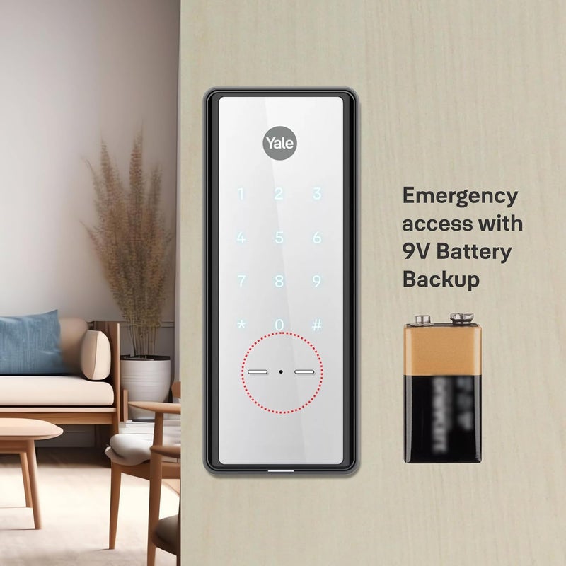 Yale Reflecta Digital Door Lock with PIN Access, Mirror Finish, Auto-Locking, Emergency Power & Low Battery Alert – Ideal for Wooden Doors, Easy Installation - Image 4