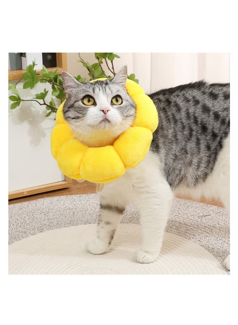 Cat Recovery Collar, Adjustable Elizabethan Collar for Cats & Small Dogs, Sunflower Design, Breathable & Safe for Recovery after Surgery, Prevents Licking & Biting, for Pets Up to 10KG - Image 5