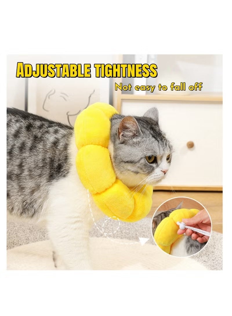 Cat Recovery Collar, Adjustable Elizabethan Collar for Cats & Small Dogs, Sunflower Design, Breathable & Safe for Recovery after Surgery, Prevents Licking & Biting, for Pets Up to 10KG - Image 3