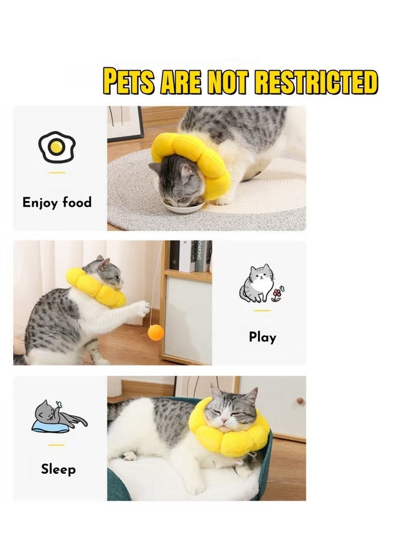 Cat Recovery Collar, Adjustable Elizabethan Collar for Cats & Small Dogs, Sunflower Design, Breathable & Safe for Recovery after Surgery, Prevents Licking & Biting, for Pets Up to 10KG - Image 4