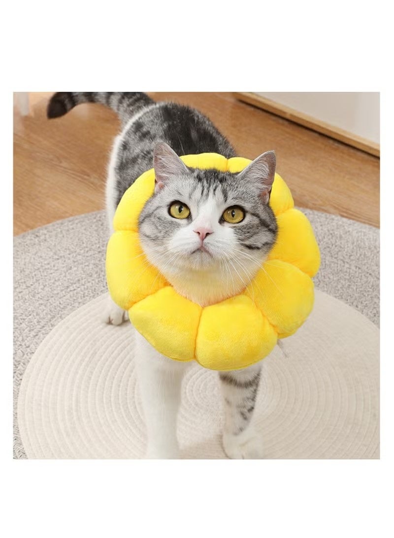 Cat Recovery Collar, Adjustable Elizabethan Collar for Cats & Small Dogs, Sunflower Design, Breathable & Safe for Recovery after Surgery, Prevents Licking & Biting, for Pets Up to 10KG - Image 2