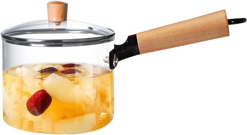 Glass Pot for Stove, High Borosilicate Glass Saucepan with Lid, Clear Transparent Cooking Pot Heat Resistant for Soup, Noodles, Milk, Baby Food, Pasta & Hot Pot - Image 1