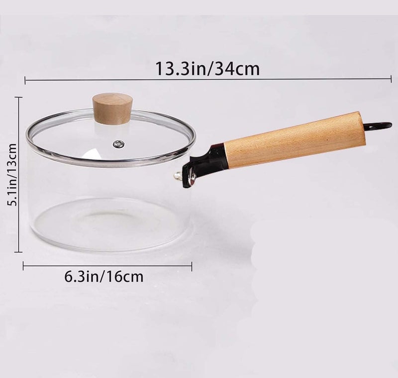 Glass Pot for Stove, High Borosilicate Glass Saucepan with Lid, Clear Transparent Cooking Pot Heat Resistant for Soup, Noodles, Milk, Baby Food, Pasta & Hot Pot - Image 2