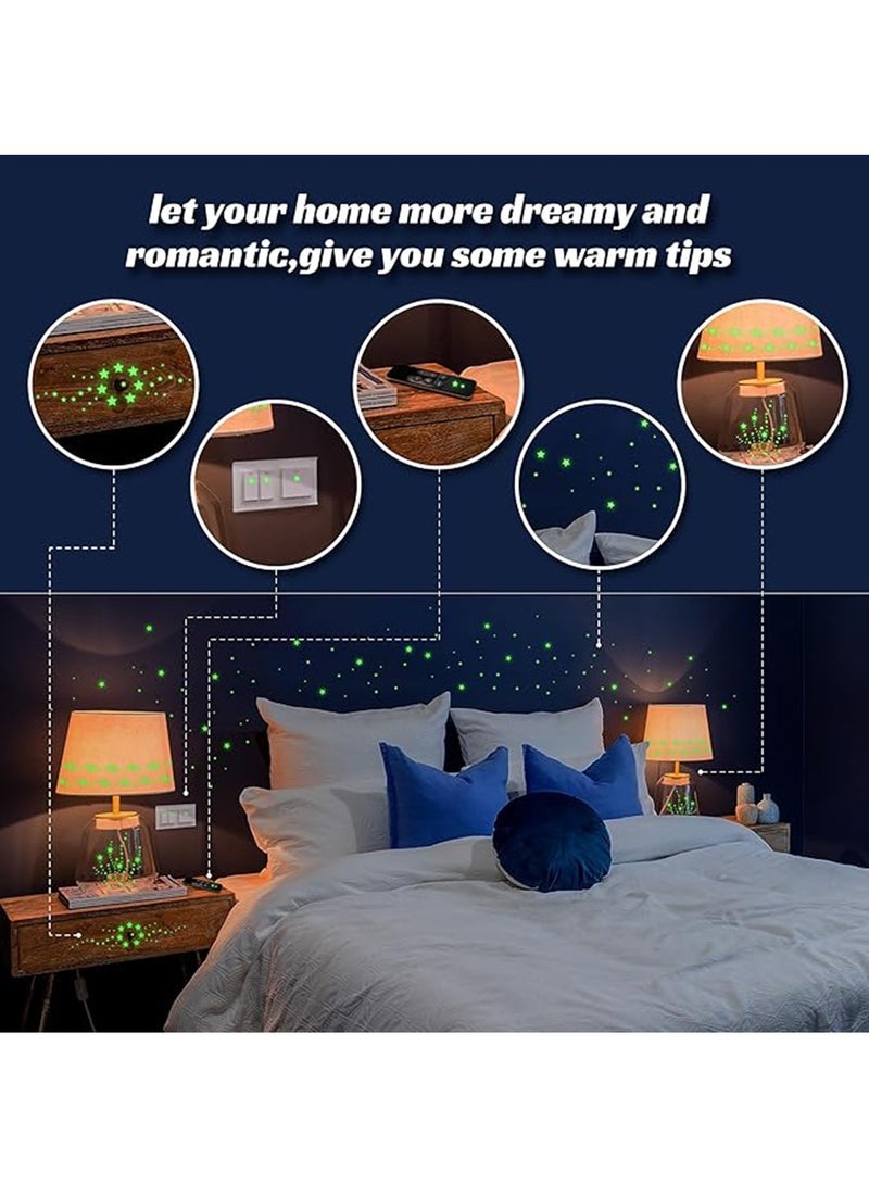 Glow in The Dark Stars Stickers for Ceiling,334PCS Wall Stickers Luminous Glow Stars for Ceiling Stars Moon Decor,Bright and Lasting for Kids Bedroom Decals Party and Birthday Decoration,Green - Image 3