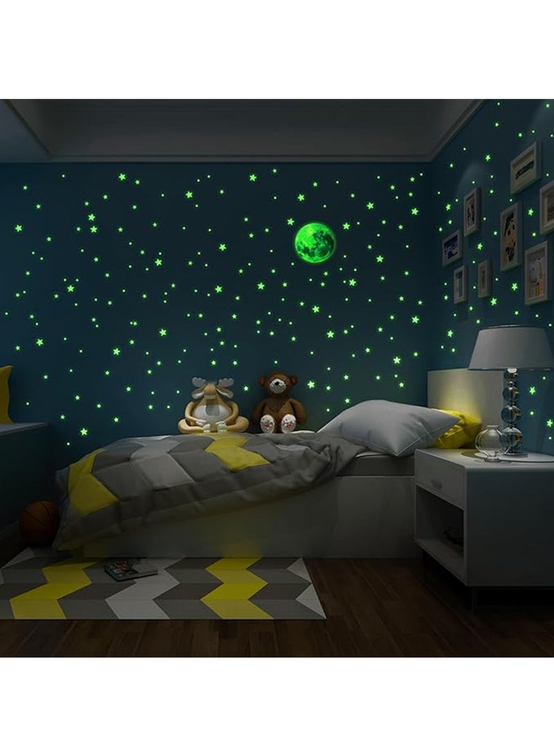 Glow in The Dark Stars Stickers for Ceiling,334PCS Wall Stickers Luminous Glow Stars for Ceiling Stars Moon Decor,Bright and Lasting for Kids Bedroom Decals Party and Birthday Decoration,Green - Image 4