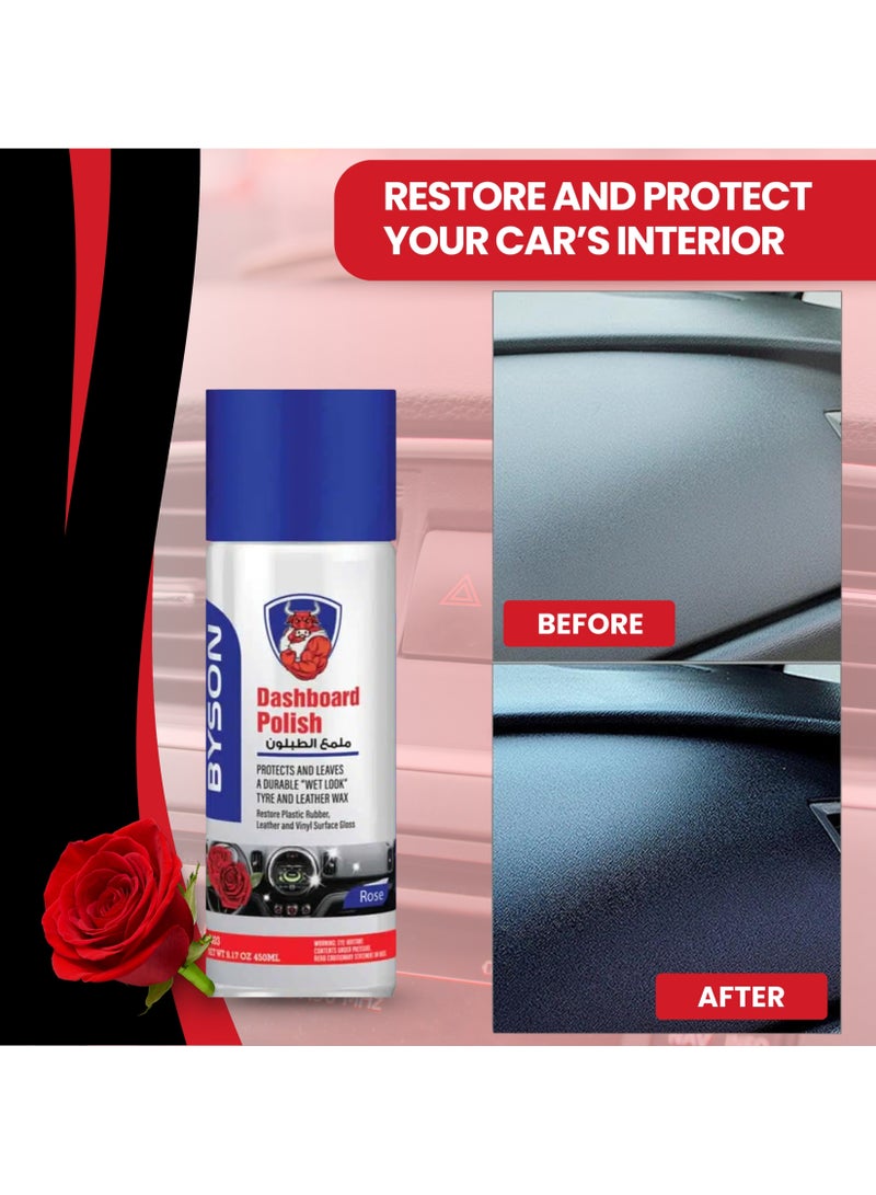 BYSON Rose Dashboard Polish Spray - Long Lasting Glossy Finish, Floral Car Fragrance, Easy Spray for UV Protection, Dust Removal, and Non-Greasy Shine for All Dashboard Surfaces - Image 4