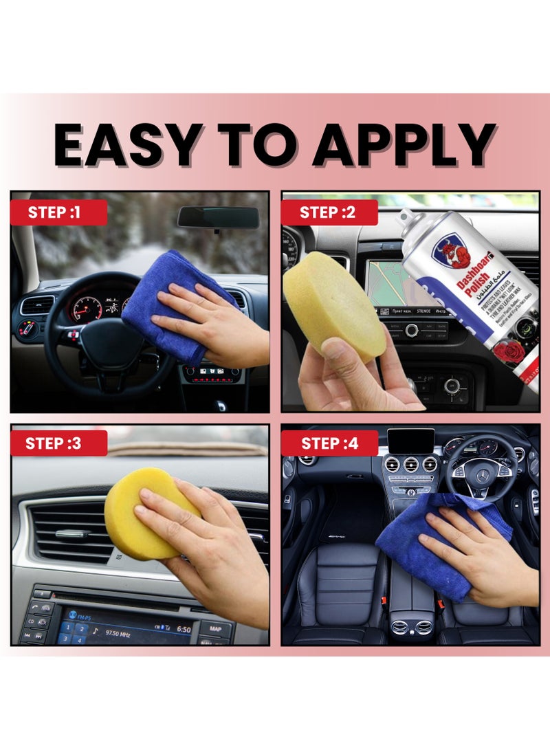 BYSON Rose Dashboard Polish Spray - Long Lasting Glossy Finish, Floral Car Fragrance, Easy Spray for UV Protection, Dust Removal, and Non-Greasy Shine for All Dashboard Surfaces - Image 3