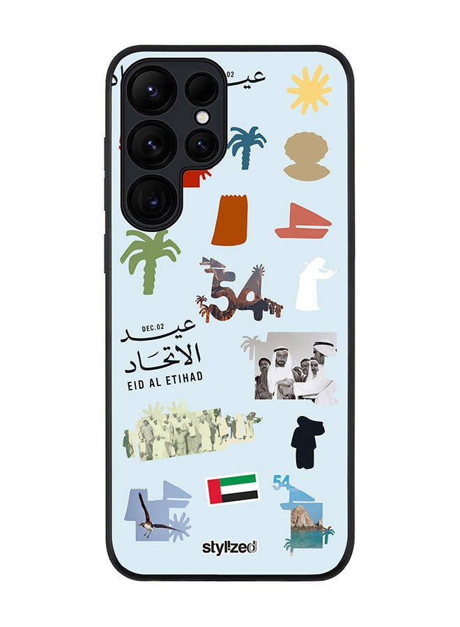 Stylizedd Cover for Samsung Galaxy S25 Ultra Case, Rugged Black Slim fit Soft Flexible Anti Drop TPU Gel Thin Protective Phone Cases- Eid Al Etihad 54th UAE National Day, Light Blue - Image 1