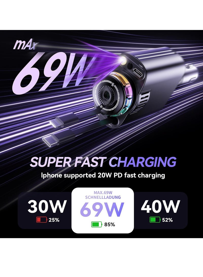 RaboS شاحن سيارة 5 في 1 وضوء النجوم مع معطر جو - اشحن الأجهزة بسرعة باستخدام منافذ USB المتعددة، واستمتع بأضواء LED المرصعة بالنجوم المهدئة، وحافظ على رائحة سيارتك منعشة مع موزع رائحة مدمج. - Image 4