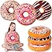Queekay Round Throw Pillow 3 Pcs 16 Inch Chocolate Donut Pillow Plush Soft Food Pillow 3D Digital Print Stuffed Ear - Image 2