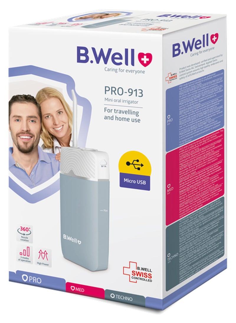 B.Well PRO-913 Mini Portable Oral Irrigator with 150 ml Tank, 3 Modes & Micro USB Charging - Image 3