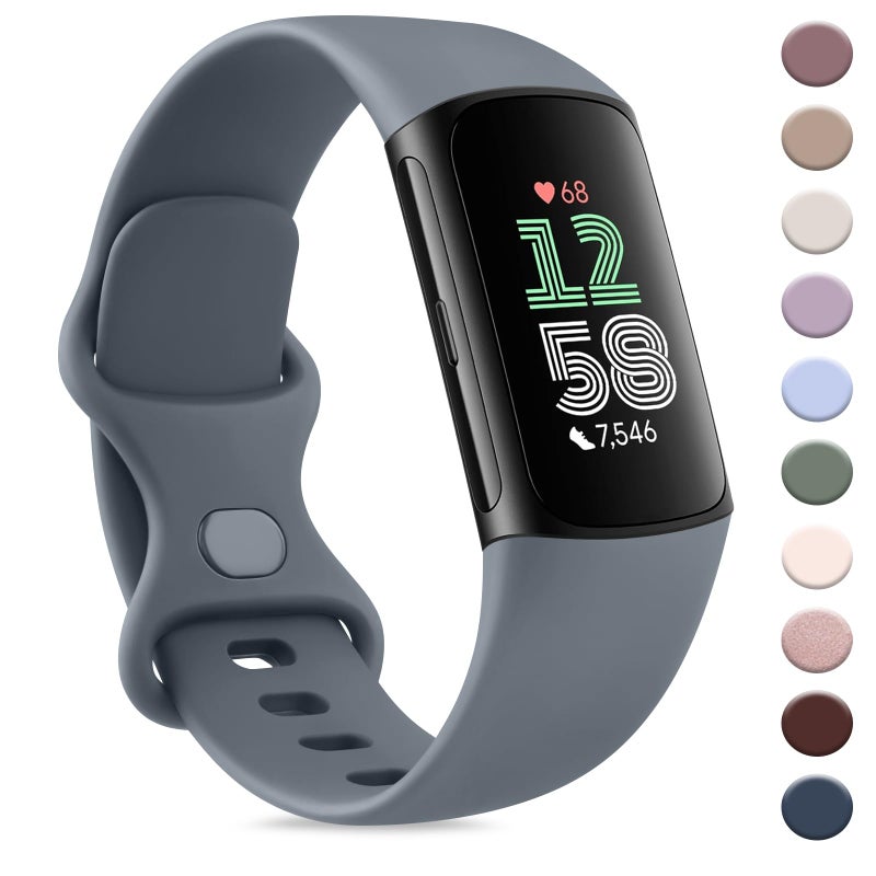 AK حزام AK الرياضي متوافق مع أساور Fitbit Charge 6 / Fitbit Charge 5 للنساء والرجال، أشرطة استبدال ناعمة كلاسيكية للأساور Fitbit Charge 6 / 5 متقدمة لمراقبة اللياقة البدنية والصحة (أزرق) - Image 1