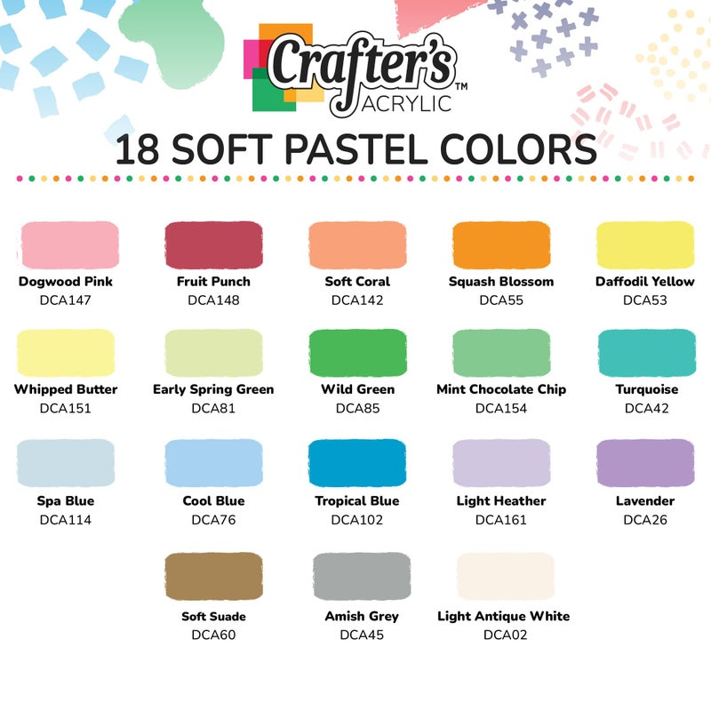 DecoArt Crafterâ€™s Acrylic Pastels Paint Set, 18 (2 fl oz/59 ml) Assorted Matte Finish Colors, DIY Arts And Crafts Acrylic Paint, 36 Fl Oz(Pack of 1) - Image 2