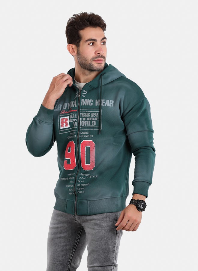 WHITE RABBIT Retro Varsity Zip-Up Sweatshirt - Image 2