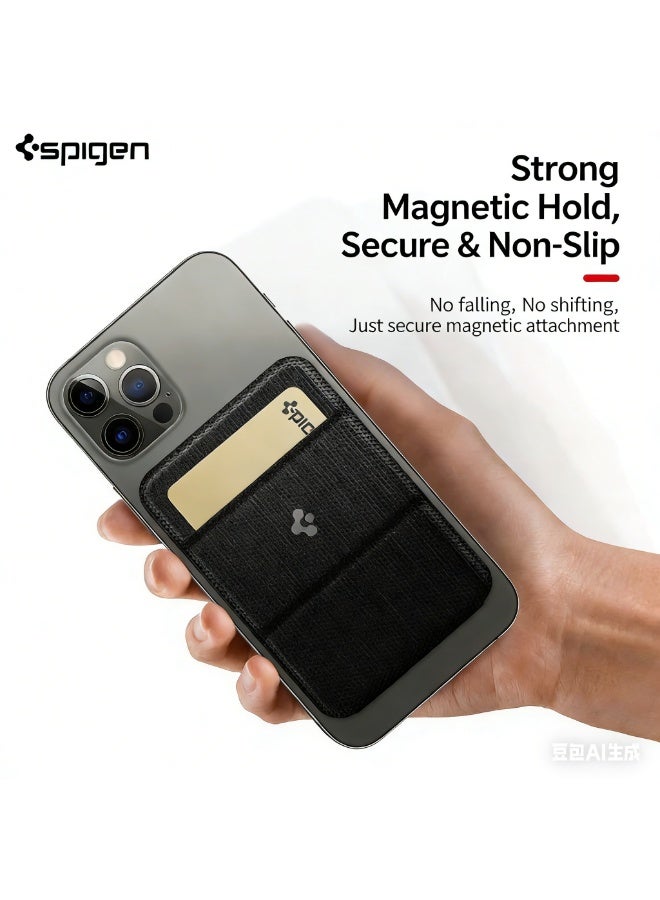 سبايجن محفظة/حامل بطاقات مغناطيسي ثلاثي الطي فائق النحافة (MagFit) [فتحة بطاقة واحدة] متوافق مع MagSafe مع سلسلة iPhone 17/16/15/14/13/12، وPixel 10، وPixelsnap، وحافظة هاتف MagSafe - أسود، فتحة بطاقة واحدة - Image 5