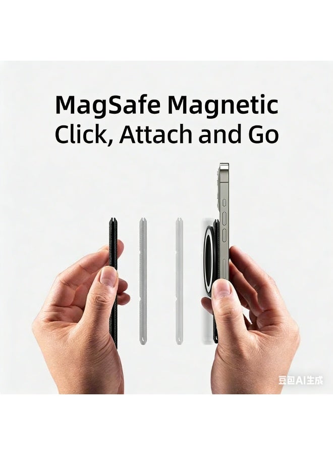 سبايجن محفظة/حامل بطاقات مغناطيسي ثلاثي الطي فائق النحافة (MagFit) [فتحة بطاقة واحدة] متوافق مع MagSafe مع سلسلة iPhone 17/16/15/14/13/12، وPixel 10، وPixelsnap، وحافظة هاتف MagSafe - أسود، فتحة بطاقة واحدة - Image 2