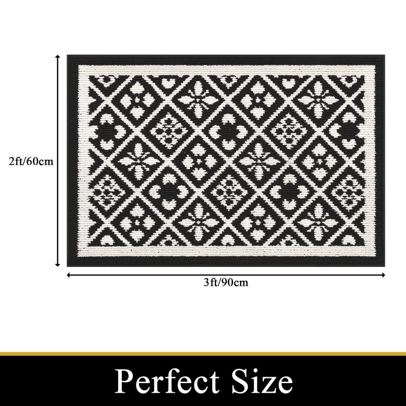 Ileading Indoor Door Mat 24" X 36"Absorbent Dog Muddy Paws Mat Low-Profile Entrance Small Runner Rug with Non-Slip Rubber Backing Machine Washable Inside Black Welcome Mats - Image 2