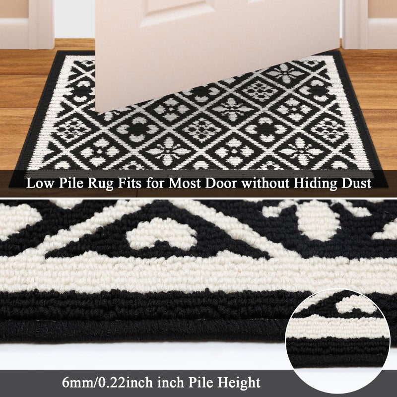Ileading Indoor Door Mat 24" X 36"Absorbent Dog Muddy Paws Mat Low-Profile Entrance Small Runner Rug with Non-Slip Rubber Backing Machine Washable Inside Black Welcome Mats - Image 3