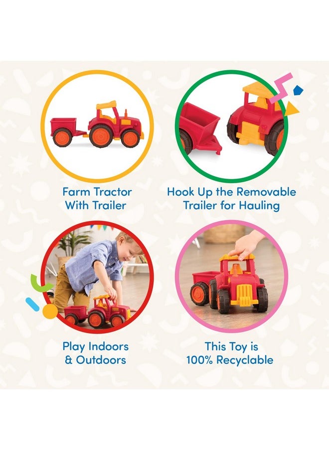 BATTAT Battat- Wonder Wheels- Red Toy Tractor And Trailer - Farm Toys For Kids, Toddlers - Pretend Play - Recyclable Materials - 1 year +  - Image 3