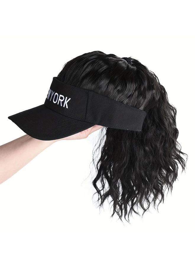 Women S High Temperature Fiber Synthetic Curly Ponytail Wig 12 Inch With Adjustable Buckle Net Baseball Cap Sporty Sun Protective Style For All People - Image 1