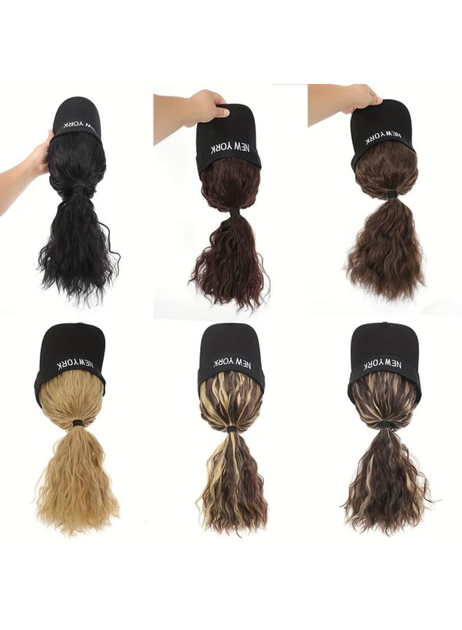 Women S High Temperature Fiber Synthetic Curly Ponytail Wig 12 Inch With Adjustable Buckle Net Baseball Cap Sporty Sun Protective Style For All People - Image 3