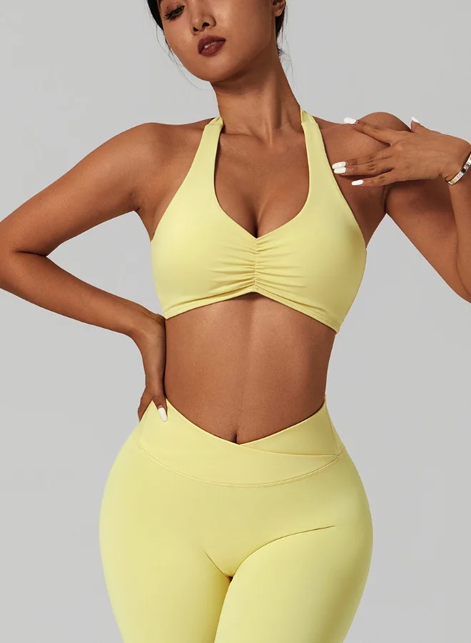 KAWN.YOGA Womens Open Back Sports Bra - Padded Low Impact Workout Yoga Bra with Removable Built in Bra
