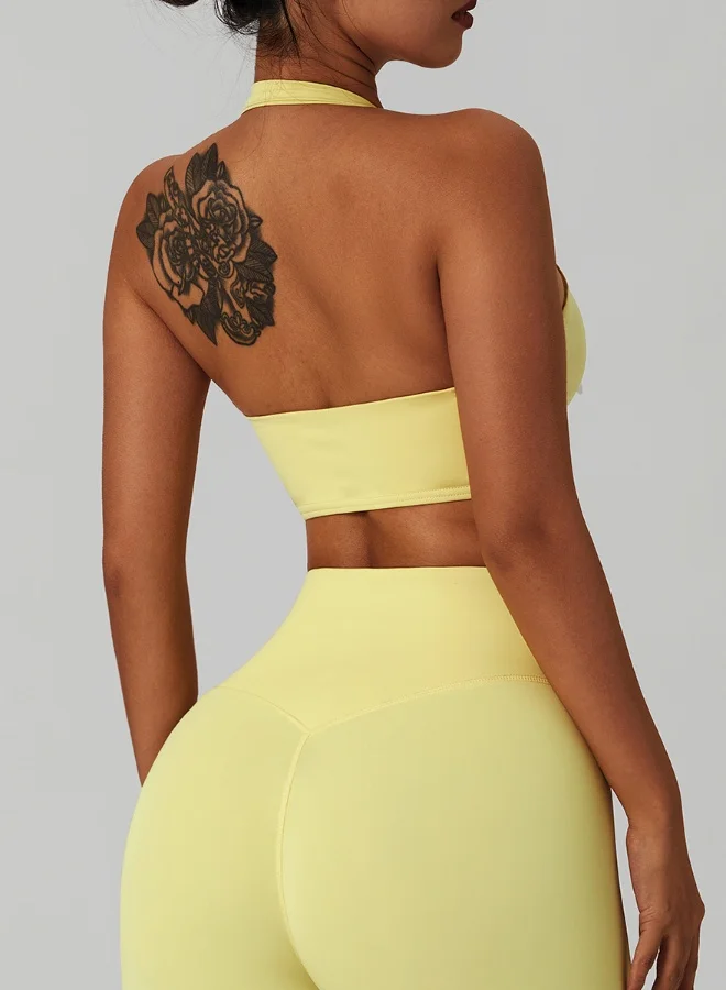 كون.يوغا Womens Open Back Sports Bra - Padded Low Impact Workout Yoga Bra with Removable Built in Bra