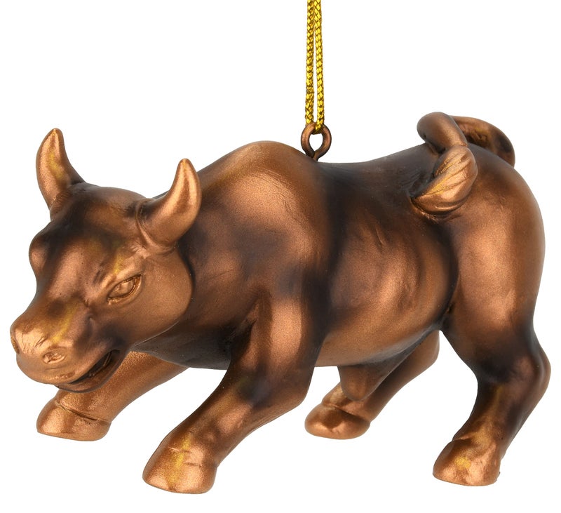 Tree Buddees Bronze Bull Market Stock Trading  Day Trader Christmas Ornament