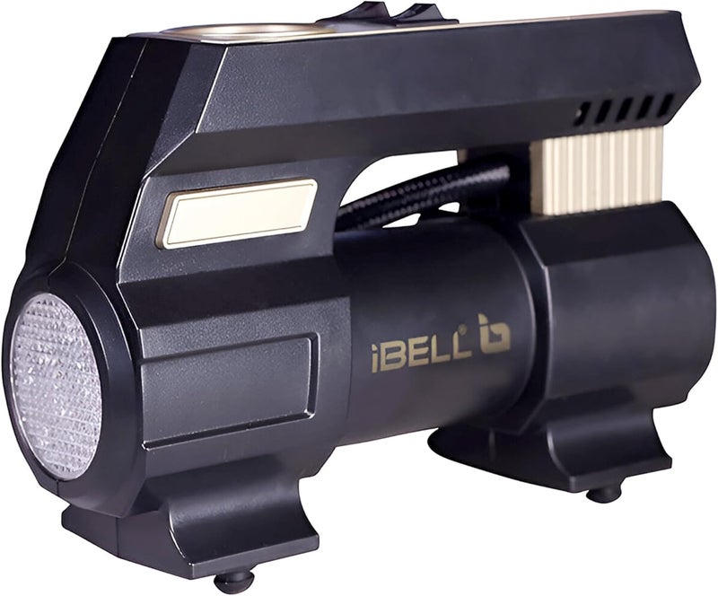 آي بيل إيبيل (IBELL) مضخة هواء لإطارات السيارات/الدراجات، طراز CA12-98، جهد كهربائي 12 فولت مستمر (DC)، قوة 120 واط (Watt)، تدفق هواء 25 لترًا في الدقيقة، ضغط هواء 150 رطل لكل بوصة مربعة (Psi)، مع مصباح LED للطوارئ يناسب السيارات والدراجات النارية والدراجات الهوائية - Image 4