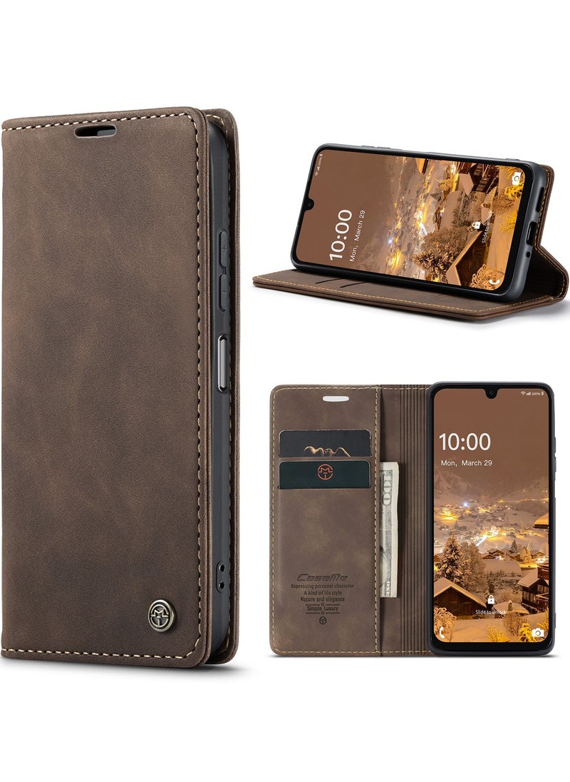 كيس مي - جراب موبايل من الجلد الصناعي الفاخر  013 وحامل للكروت و البطاقات متوافق مع  Samsung Galaxy A16 (كوفي) - Image 1