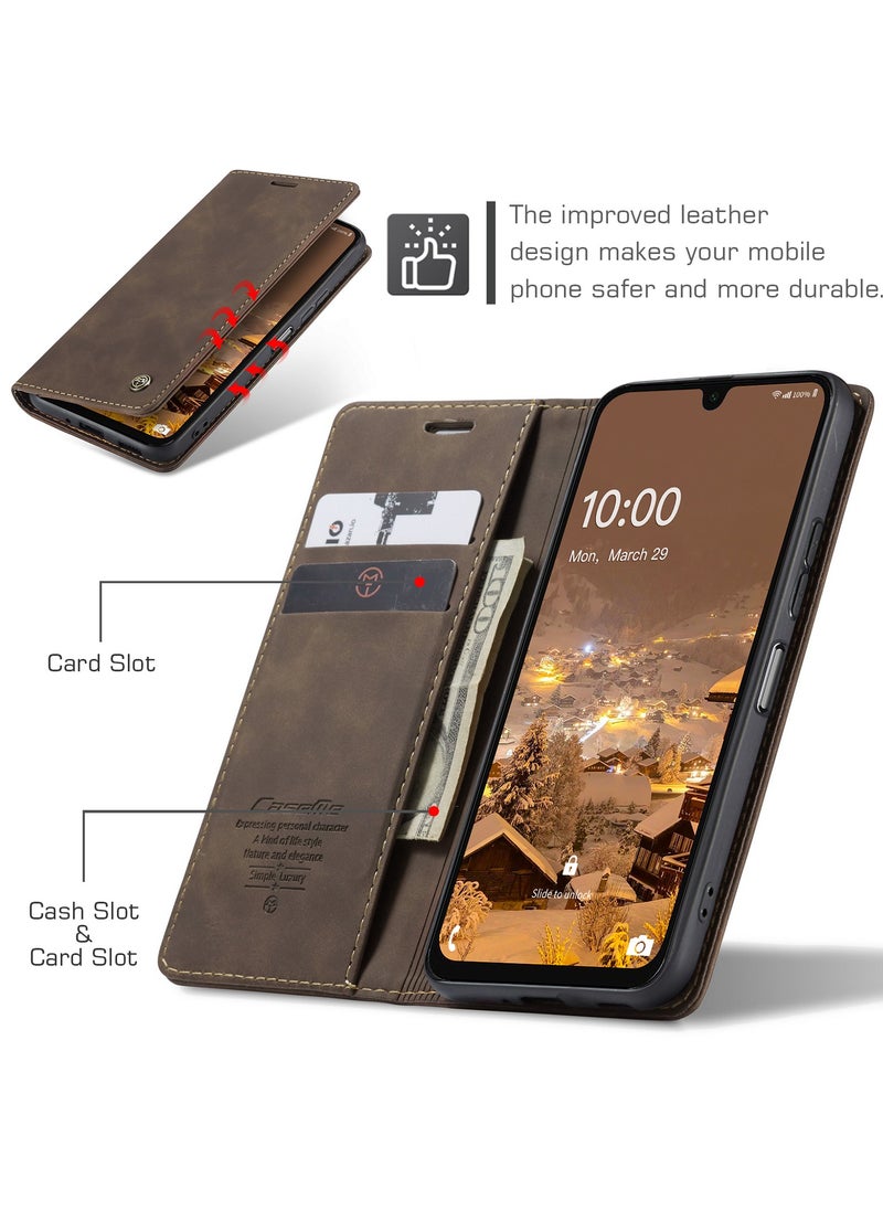 كيس مي - جراب موبايل من الجلد الصناعي الفاخر  013 وحامل للكروت و البطاقات متوافق مع  Samsung Galaxy A16 (كوفي) - Image 1
