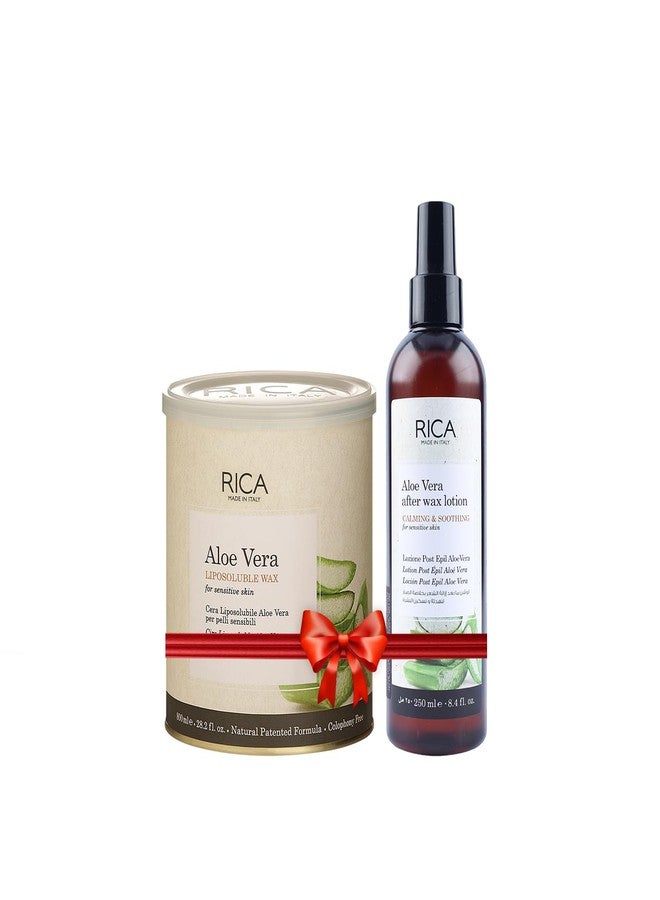 ريكا شمع ريكا لإزالة الشعر بدون ألم بخلاصة الصبار، قابل للذوبان في الدهون، للرجال والنساء، 800 مل، مع لوشن ما بعد إزالة الشعر بالصبار | إزالة سريعة وسهلة للون البشرة الحساسة | عبوة من قطعتين - Image 1