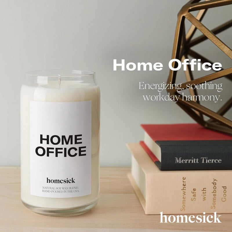 Homesick Premium Scented Candle, Home Office - Scents of Fresh Air, Water Lilies, Amber, 13.75 oz, 60-80 Hour Burn, Natural Soy Blend Candle Apartment Accessory, Relaxing Aesthetic Candle - Image 2
