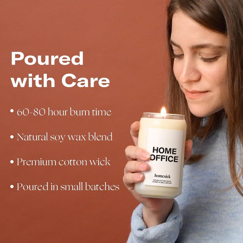 Homesick Premium Scented Candle, Home Office - Scents of Fresh Air, Water Lilies, Amber, 13.75 oz, 60-80 Hour Burn, Natural Soy Blend Candle Apartment Accessory, Relaxing Aesthetic Candle - Image 4