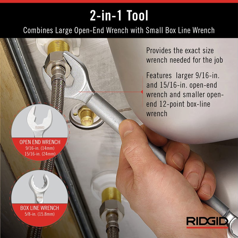 RIDGID 27023 Model 2002 One Stop 2-in-1 Wrench for Angle Stops, Straight Stops, and Compression Couplings - Image 3