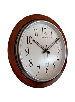 President Analog Quartz Official Designer Big Size Wall Clock for Home, Hall,Office Colour-Wood and White Made in India