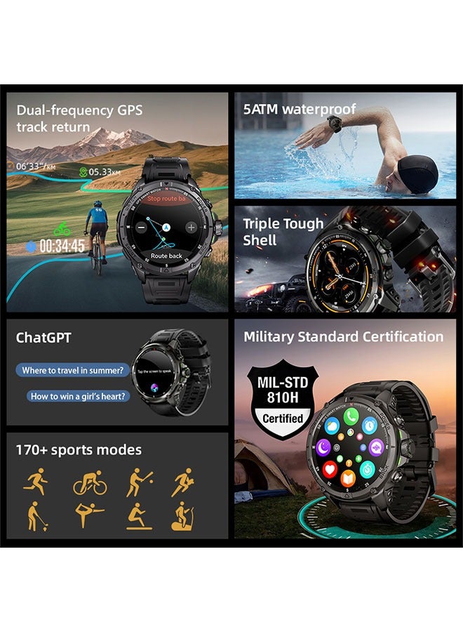 KUMI U5 Pro Smart Sports Watch AMOLED Display Heart Rate Detection 170 Motion Detection Assist Support ChatGPT Waterproof Fitness Watch Wireless Call Compatible with Android iOS - Image 5