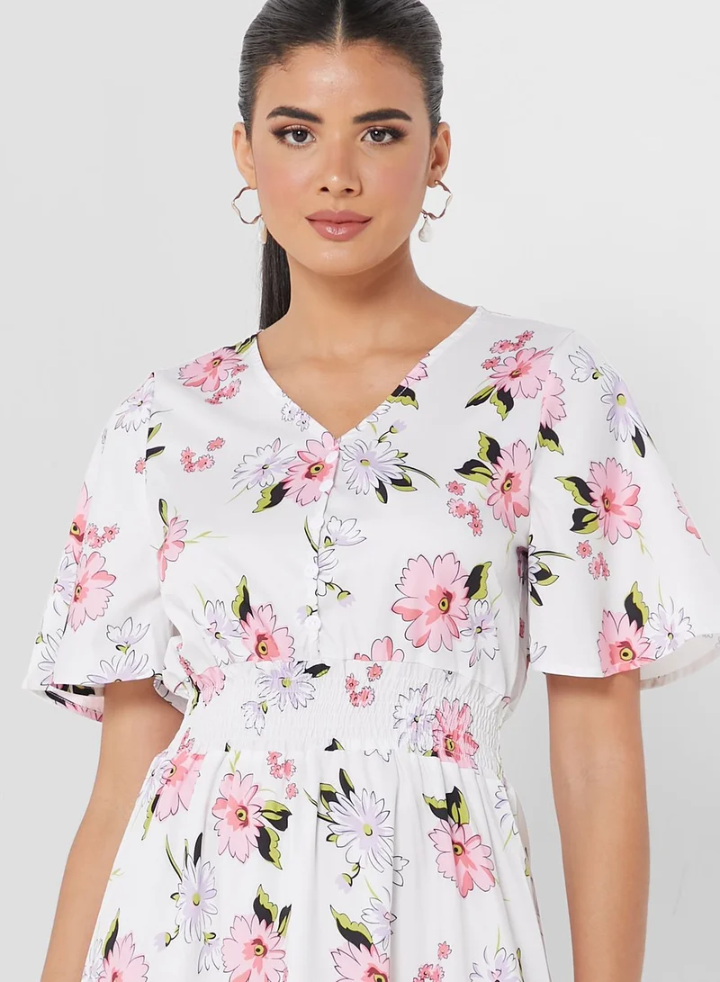 ELLA Asymmetrical Hem Printed Dress