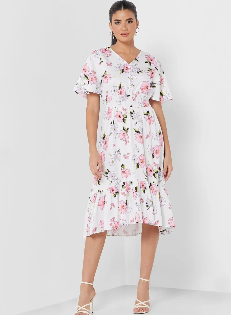 ELLA Asymmetrical Hem Printed Dress