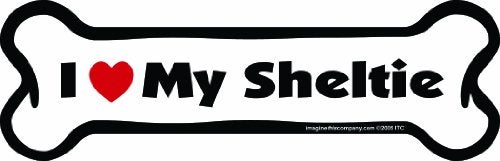 Imagine This Company I Love My Breed Bone Shaped Pet Magnet; Removable Magnets for Cars, Fridges, Lockers & More, Stylish Pet Inspired Car Accessories, 2 x 7 inches, 1 Item, White/Black, Sheltie - Image 2