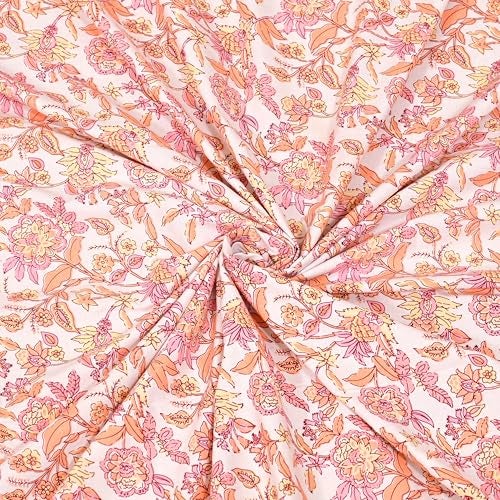 EasyGoods® 100% Pure Cotton Jaipuri Bedsheet with Pillow Covers | Soft & Breathable Fabric | Traditional Floral Print | Cotton Bedsheet (Orange 2, King) - Image 5