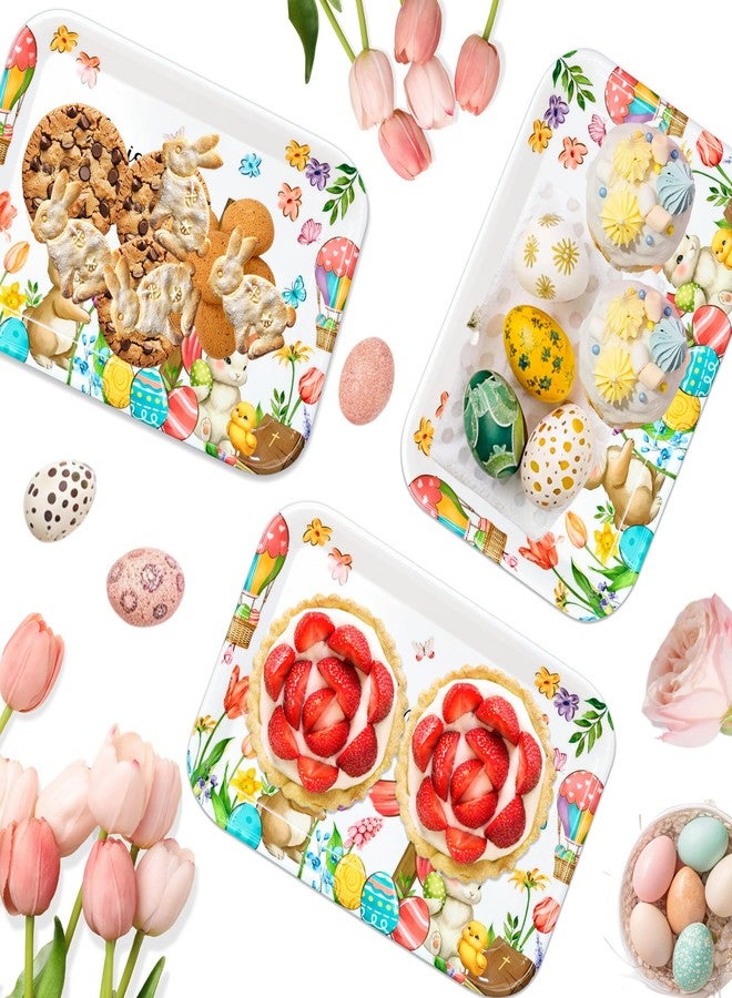 LOTADILO 3 Pcs Easter Serving Trays He is Risen Watercolor Bunny Egg Flower Platter Serving Dishes 13x10 in Vintage Spring Rabbit Melamine Tray for Serving Food Snacks Cookies Dessert Religion Party Supplies - Image 5