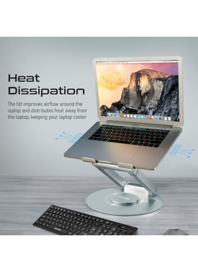 PROMATE - Aluminum Laptop Stand Sit To Stand 360 Degree Rotatable Desk Stand With Silicone Grip Adjustable Height Air Ventilation And Foldable Structure For Laptops Up To 17 Inches Deskmate 6 - Image 1