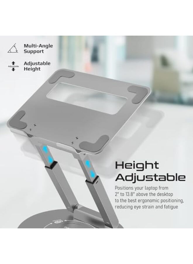 PROMATE - Aluminum Laptop Stand Sit To Stand 360 Degree Rotatable Desk Stand With Silicone Grip Adjustable Height Air Ventilation And Foldable Structure For Laptops Up To 17 Inches Deskmate 6 - Image 1