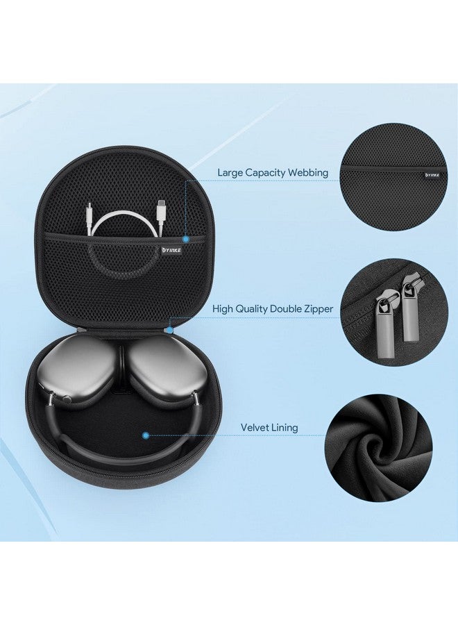 Yinke Yinke Smart Case for Apple AirPods Max Supports Sleep Mode, Hard Organizer Portable Carry Travel Cover Storage Bag (Black)  - Image 4