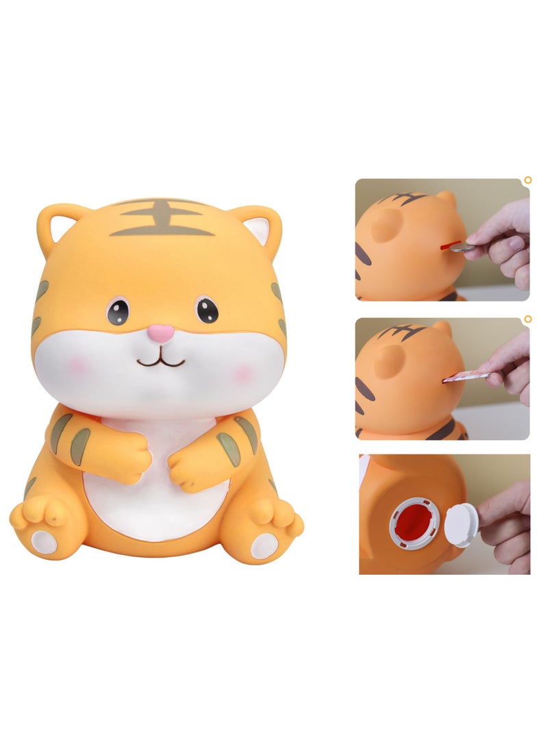 SYOSI Tiger Coin Bank for Kids with Opening Hand Painting Cartoon Saving Pot Box Money Collector Indestructible Adorable Unbreakable Baby Boxes Gifts Birthday Festival Decorative  - Image 1