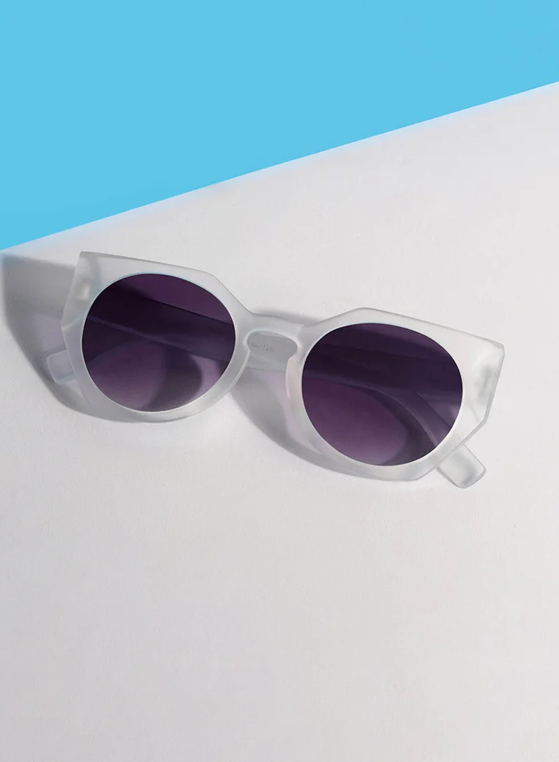 Woggles Brightflare White Round Kids Sunglasses