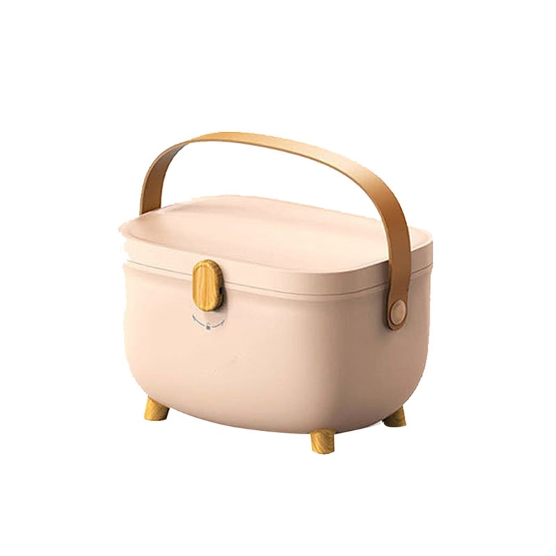 Pill Organizer: 2-Layer Oval Pink Premium Plastic, 360-Degree Rotation Lock, Rounded Edges - Non-Slip Feet Medicine Storage Box for Home, Dorm, Travel First Aid Supply Organization - Image 1